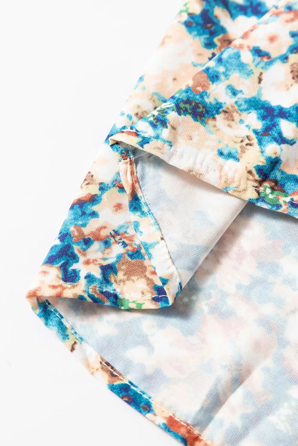 Floral mock neck blouse - sky blue - Love Salve